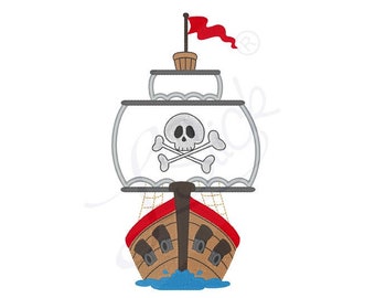 Embroidery file pirate ship 13x18cm, 5x7" embroidery pattern Pirate, ship, skull, flag, embroidery design