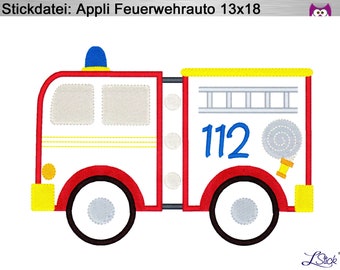 Fire truck Doodle embroidery file 13x18 16x26 18x30-3 sizes in one set Fire brigade