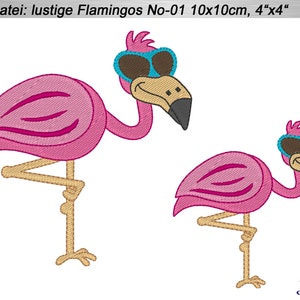 2x embroidery file Flamingo No-01 10 x 10 cm, 4&quot;x4&quot; / embroidery pattern, embroidery design, pattern