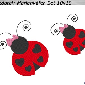 Embroidery file set ladybug 10x10cm, 4x4&quot; embroidery pattern Käfer Herz embroidery design