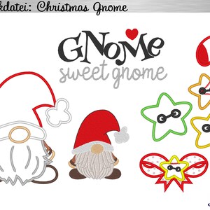 7x embroidery file &quot;Christmas gnome&quot; 13x18cm, 5x7 &quot;, embroidery design Christmas elf, dwarf, embroidery design