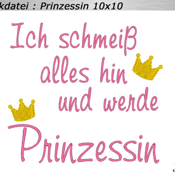 Stickdatei Prinzessin Krone 10x10 Stickmuster