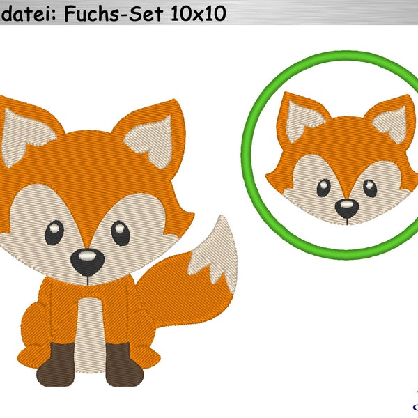 Stickdatei Fuchs-Set 10x10 Stickmuster, fox embroidery design - template