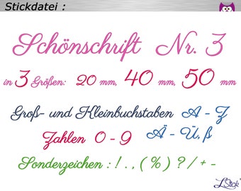 Stickdatei ABC Schönschrift Nr-3  Stickmuster