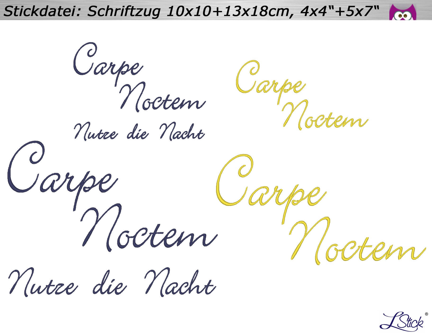 Embroidery File Carpe Noctem 10x10 &amp; 13x18cm 4x4 - Etsy UK