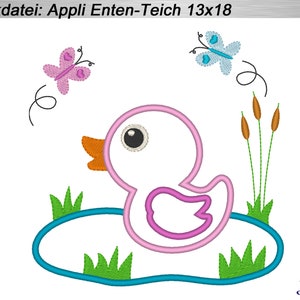 Embroidery file appli duck pond 13 x 18 cm, 5&quot;x7&quot; embroidery pattern / embroidery design duck pond
