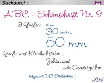 Stickdatei ABC Schönschrift Nr-9, Stickmuster - font, embroidery design