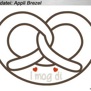 Embroidery file 10 x 10 cm 13 x 18 cm, 4&quot;x4&quot; 5x7&quot; Appli pretzel embroidery pattern - embroidery design pretzel