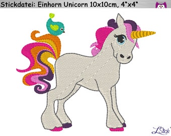 Stickdatei Einhorn, Unicorn 10x10cm Stickmuster Pferd, 4"x4" embroidery design horse