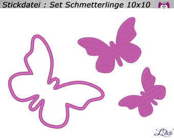 Stickdatei SET-Schmetterlinge 10x10, Stickmuster butterfly embroidery design