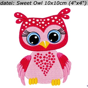 Embroidery file Sweet Owl 10 x 10 cm, 4&quot;x4&quot;, embroidery pattern owl, bird - embroidery design bird