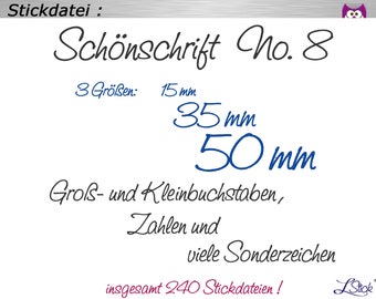 Stickdatei ABC Schönschrift Nr-8, Stickmuster font