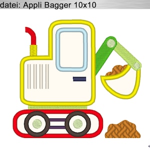Embroidery file Appli Excavator 10x10 embroidery pattern
