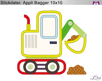 Embroidery file Appli Excavator 10x10 embroidery pattern