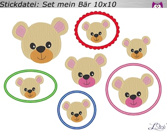 Embroidery file set my bear 10 x 10 cm (4"x4") embroidery pattern - embroidery design bear