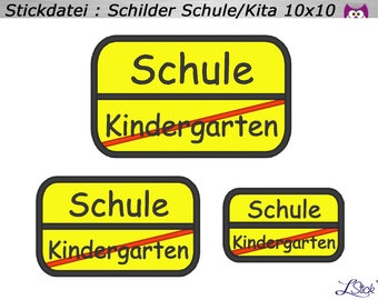 Stickdatei Schild Schule/Kita 10x10 Stickmuster, embroidery design school