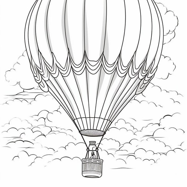 40 Hot-Air Balloon Coloring Pages for Digital Download, Hot air balloon coloring pages, hot air balloon art, coloring balloons