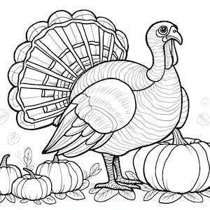 感謝祭の七面鳥のぬり絵、楽しいホリデーアドベンチャー（デジタルぬり絵）