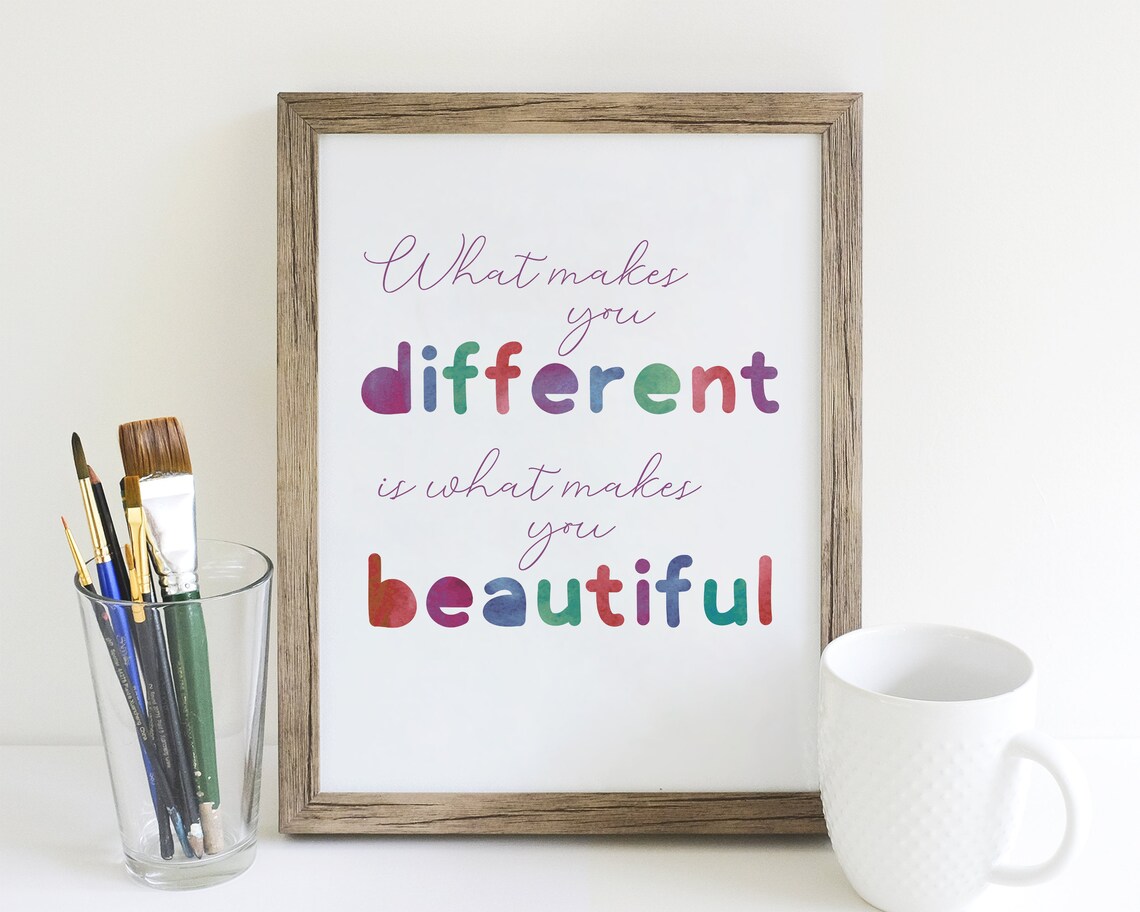 What Makes You Beautiful Watercolor Quote Wall Art Different Etsy