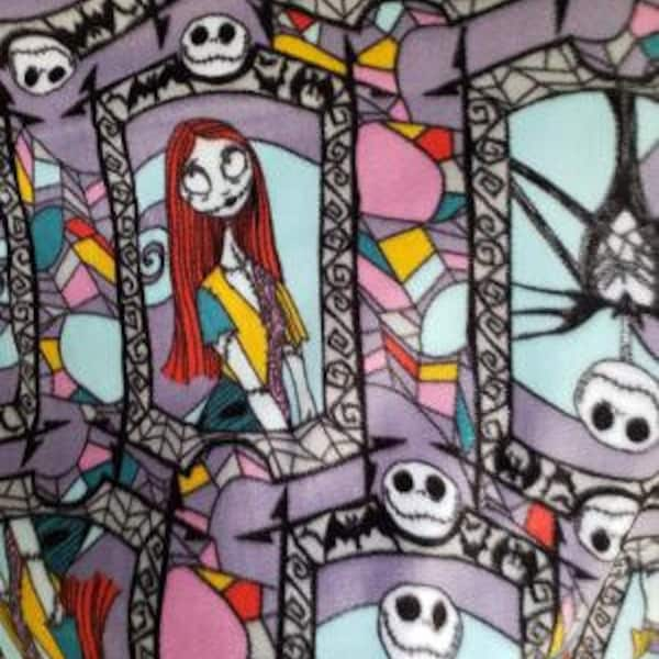 Nightmare before Christmas fleece bty Jack Sally in stained glass beautiful colors