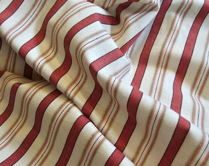 Waverly GENERAL STORE Ticking Stripes Cotton End of Bolt, One Yard. Red