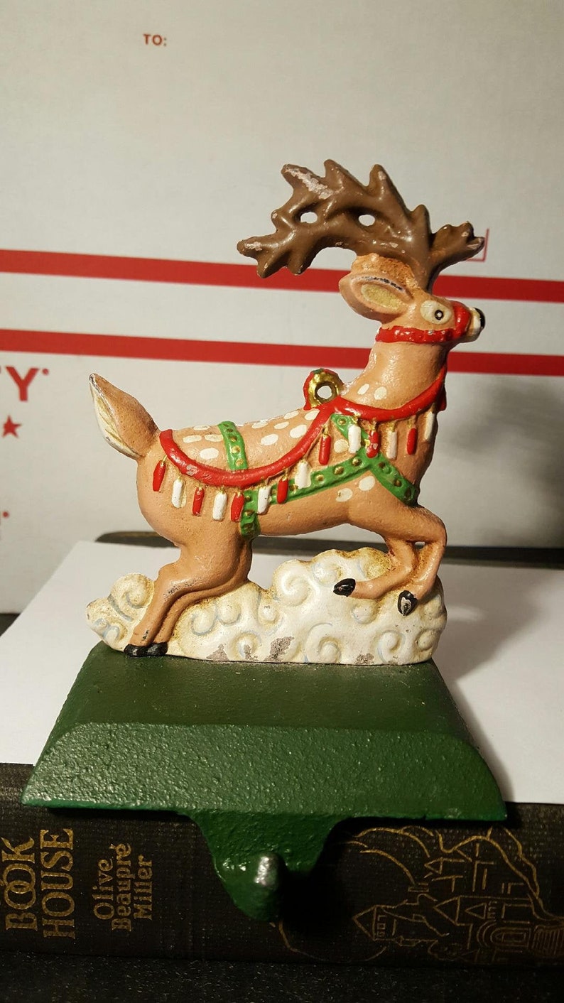 Vintage Midwest Reindeer cast iron stocking hanger holder Etsy