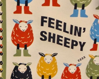 Sheep in rain boots very cute anti-pill fleece panel 48 X 60