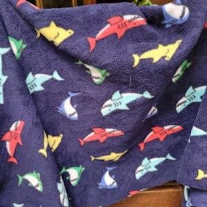 Printed Whisper Fleece Fabric Shark Blue, by the yard