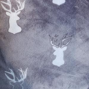 2.88 yard EOB piece.  Minky gray background with white deer head minky minkee Shannon cuddle.