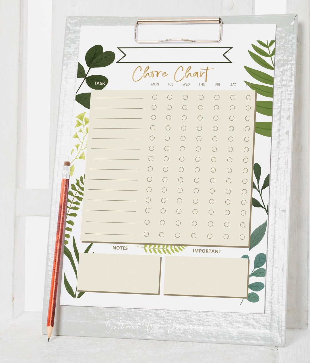 Simple, Minimalist Chore Chart, Instant Download - Etsy
