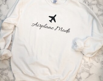 Airplane Mode White Crewneck Sweatshirt - Unisex Sizes