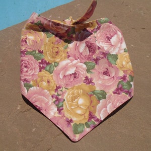 Dog Bandana Floral Fabric Tie On With Snap