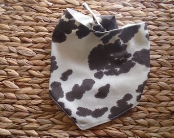 Unisex Dog Bandana Tie On With Snap Cow Print