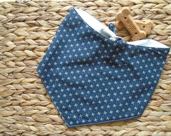 Dog Bandana Navy Blue Tie On With Snap