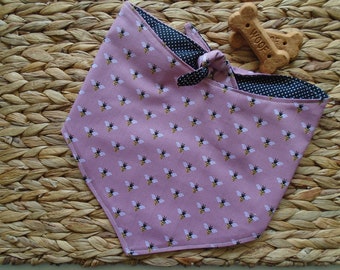 Dog Bandana Bumblebees on Pink Tie On With Snap