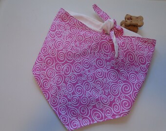 Dog Bandana Tie On With Snap - Pink Swirlies