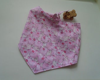 Dog Bandana Tie On With Snap - Pink Pigs