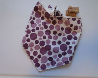 Dog Bandana Tie On With Snap - Purple Polka Dots