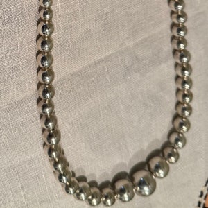 Vintage Sterling Silver Ball Beads Necklace