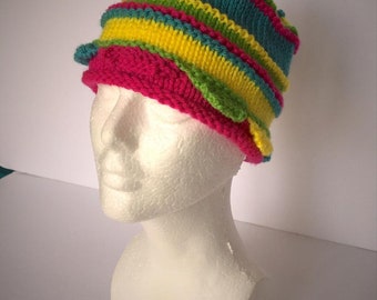 Hand Knit Ladies Mahogany Deep Red Decorated Cloche Beanie Hat knit with a Wool /& Alpaca natural fiber blend with free domestic shipping