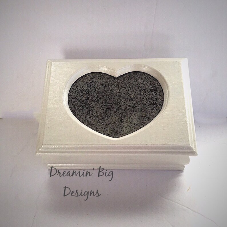 Pearl Hand Painted Small Wood Jewelry Box with Music Decorative Paper