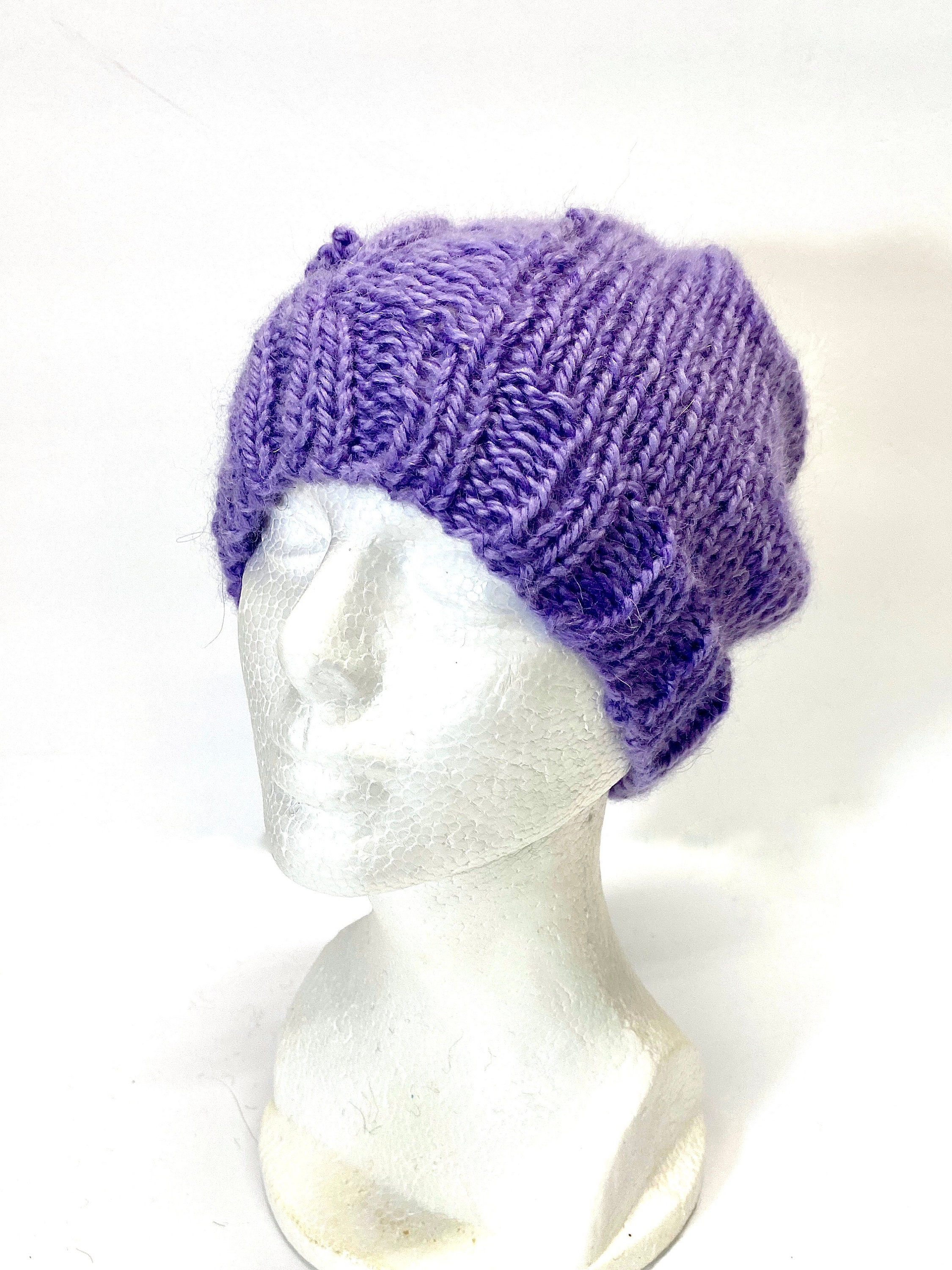 HAND Knit Hand Dyed 100%Baby Alpaca Ladies Cabled and Bobble Slouchy Beanie Hat HAND Knit Hand Dyed 100% Baby Alpaca Cable Bobble Beanie Hat  main image 3