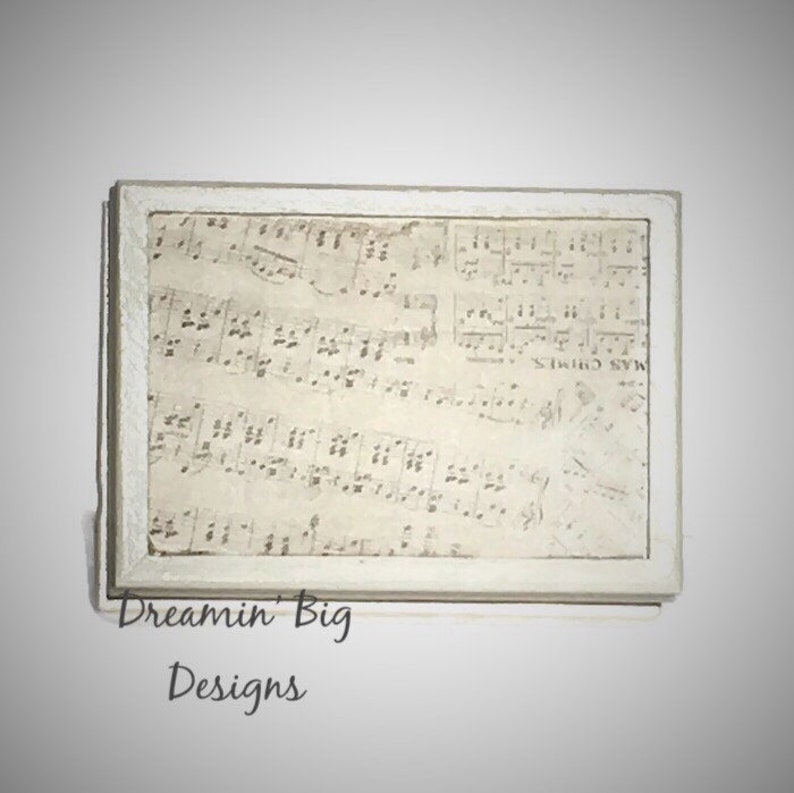 Pearl Hand Painted Small Wood Jewelry Box with Music Decorative Paper