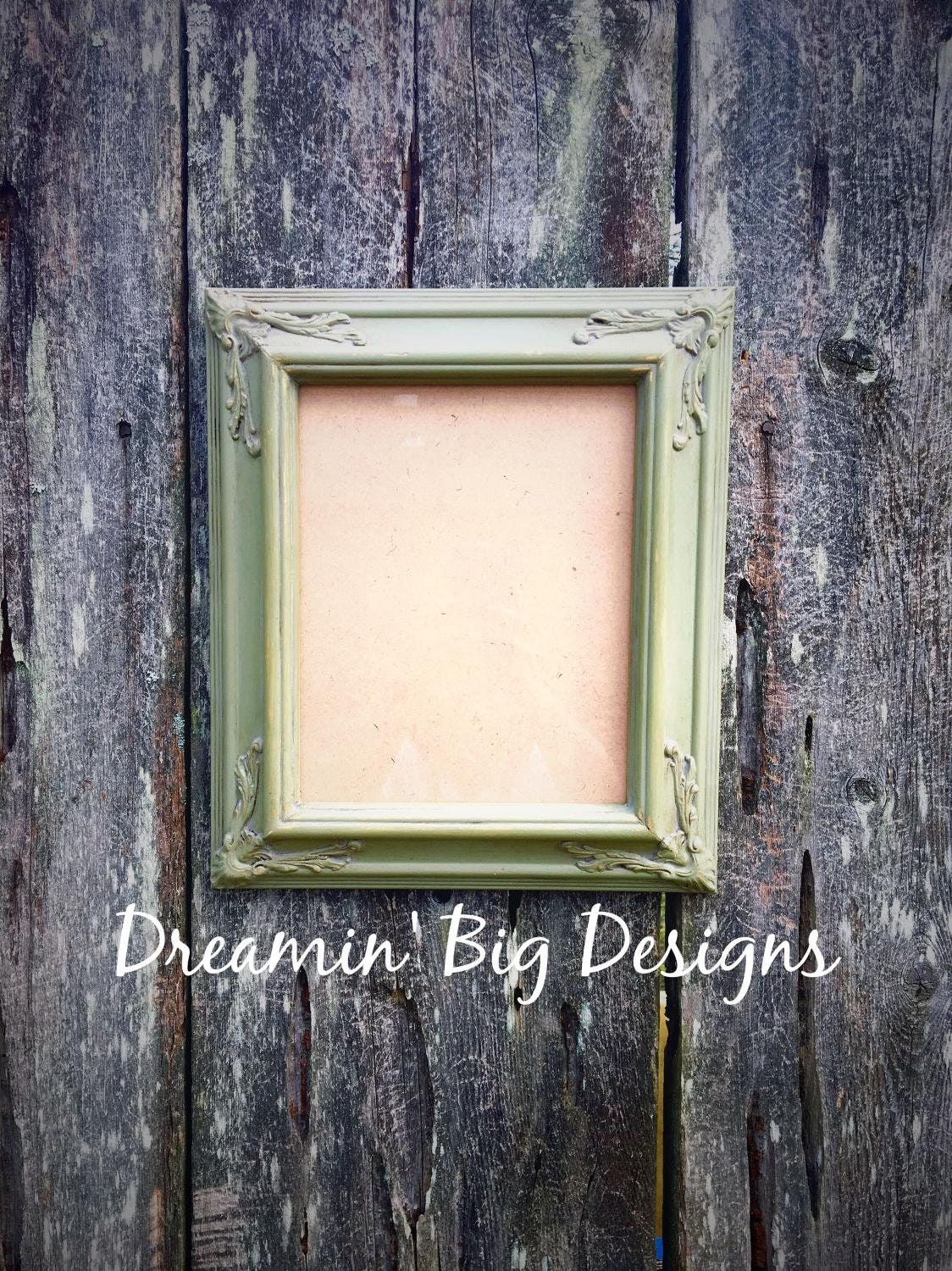 Home & Living Wall Décor Home Décor Shabby Chic Aged Green Ornate 8x10