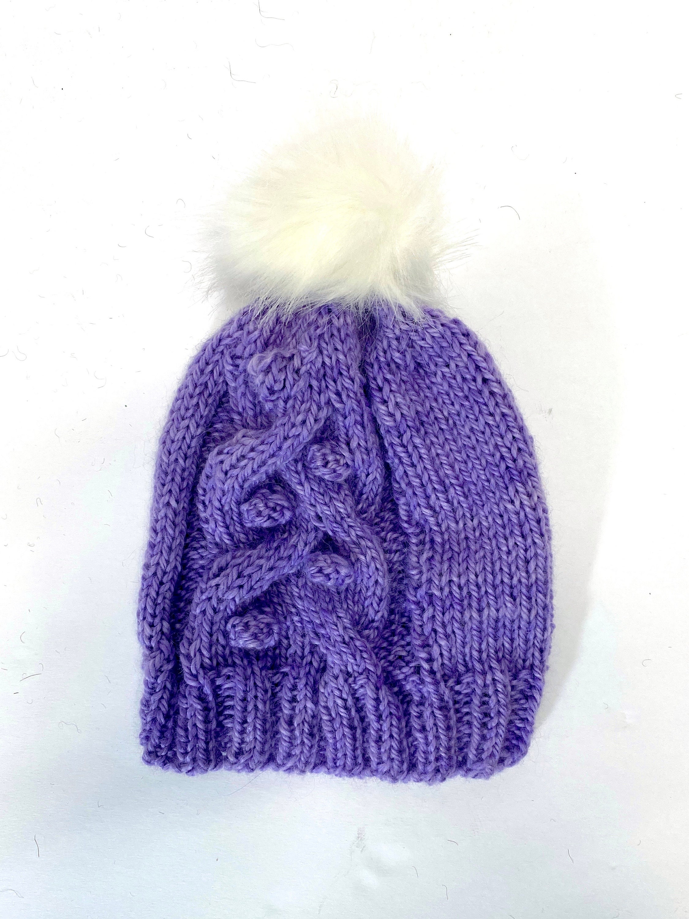 HAND Knit Hand Dyed 100%Baby Alpaca Ladies Cabled and Bobble Slouchy Beanie Hat HAND Knit Hand Dyed 100% Baby Alpaca Cable Bobble Beanie Hat  main image 2