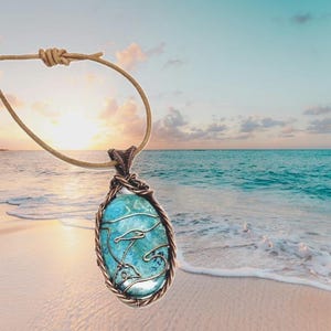 HAND CRAFTED Shuttackite Wire Wrapped Copper Dolphin Statement Necklace. Artisan Handmade Jewelry Gift, a unisex Him Her Man Woman, Ocean