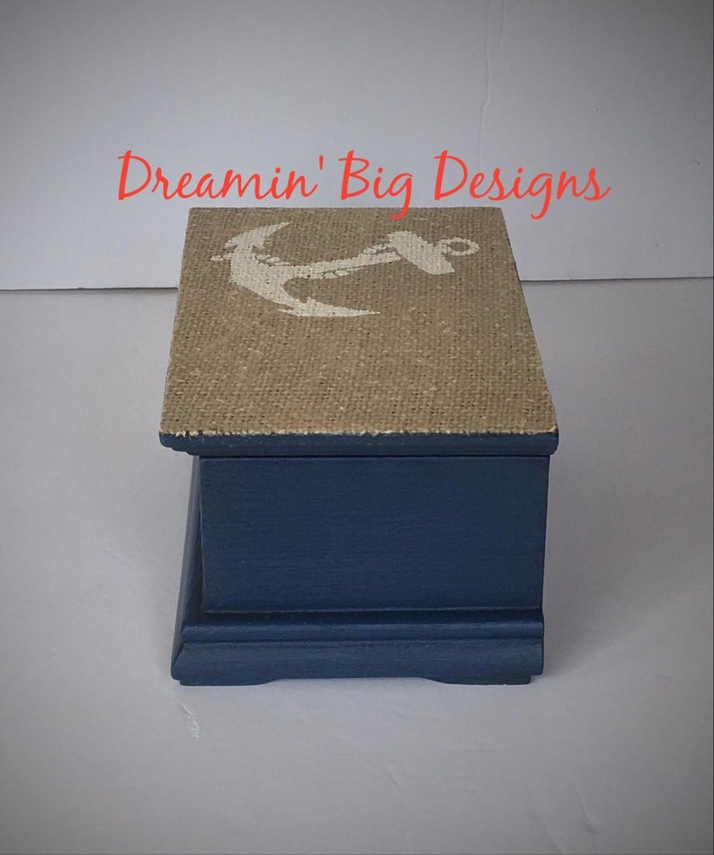 Anchor Blue Hand Painted Jewelry Box Nautical Theme Box Etsy