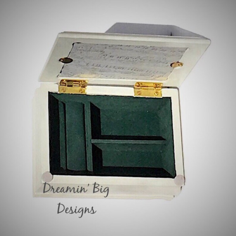 Pearl Hand Painted Small Wood Jewelry Box with Music Decorative Paper
