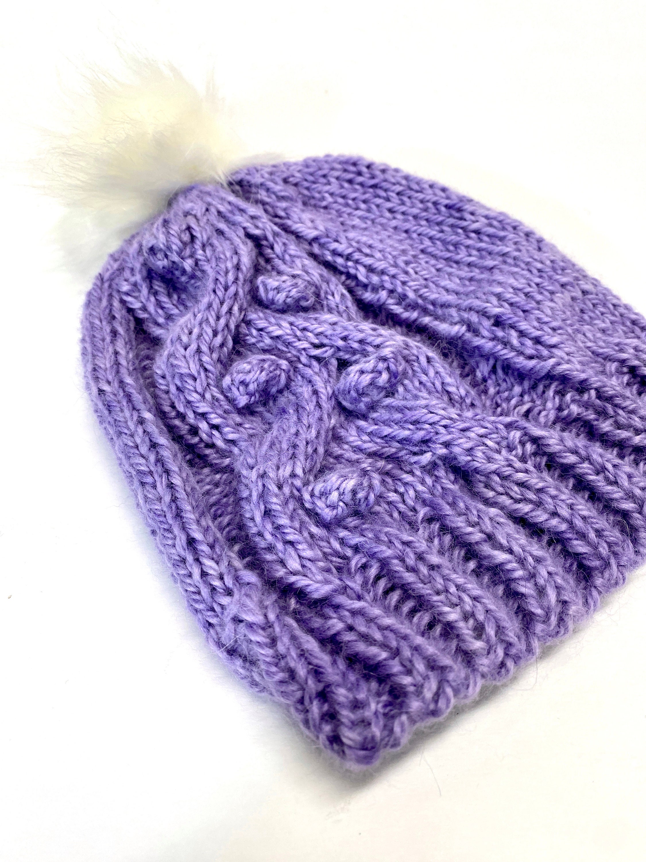 HAND Knit Hand Dyed 100%Baby Alpaca Ladies Cabled and Bobble Slouchy Beanie Hat HAND Knit Hand Dyed 100% Baby Alpaca Cable Bobble Beanie Hat  main image 4