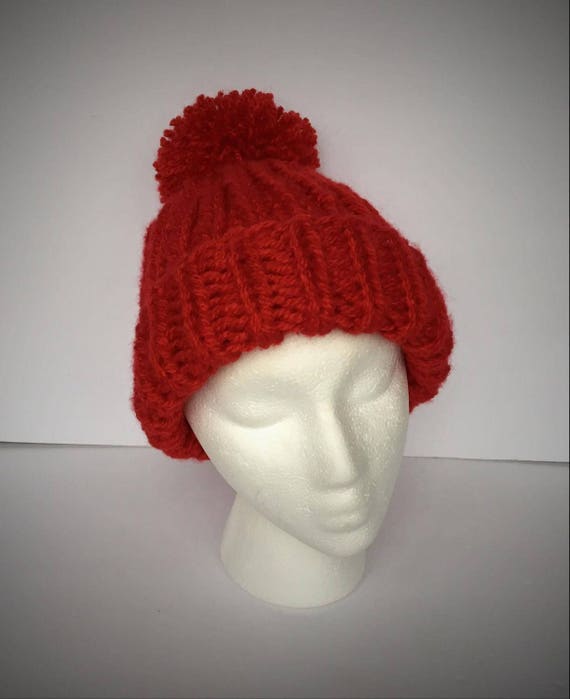 Hand Knit Ladies Mahogany Deep Red Decorated Cloche Beanie Hat knit with a Wool /& Alpaca natural fiber blend with free domestic shipping